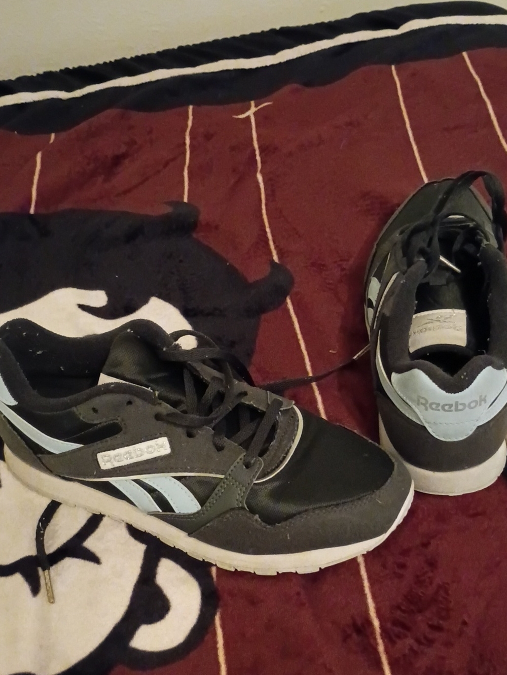 Reebok Black Gray and Light Blue Women's Athletic Sneakers
